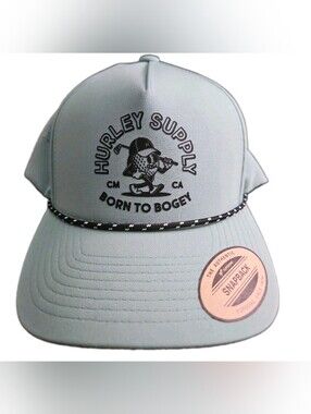 HURLEY Born To Bogey Hat Cap Snapback Mens Green Golf Snap Back Trucker Rope NWT
